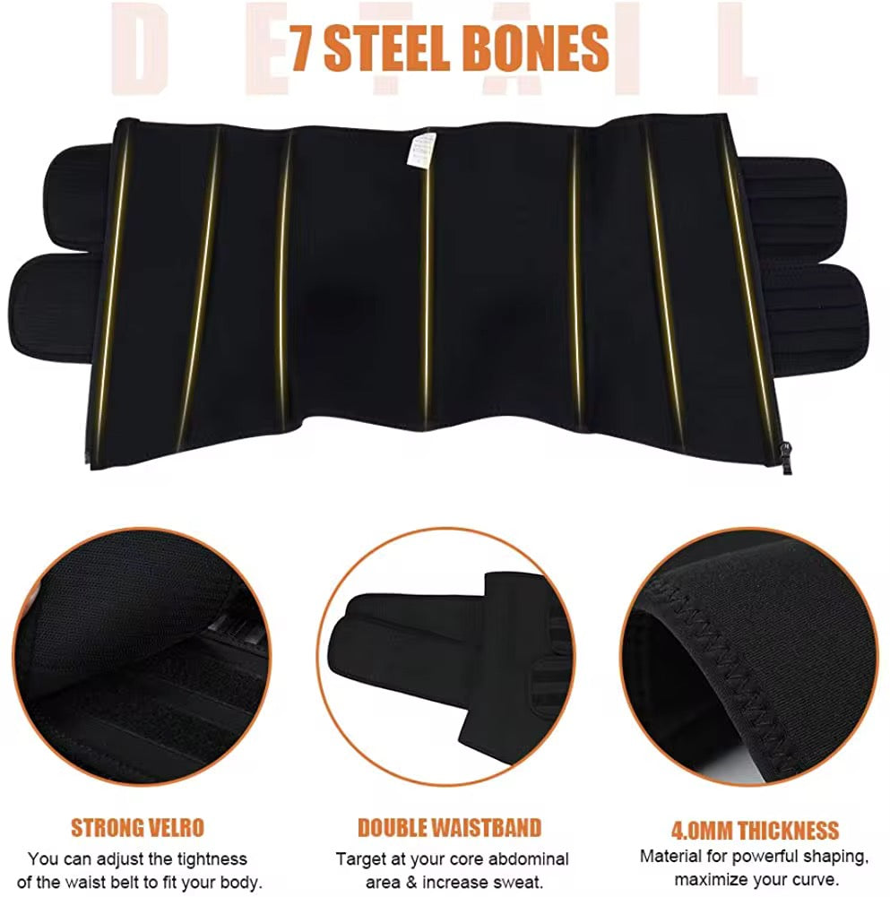 Opulent Waist Trainer with  Quality-Made Zipper Semi-Automatic Lock Design 7 Steel Bones for Support and Comfort